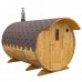 Sauna exterioara tip butoi lungime 3m Ø 2,0m molid thermowood soba pe lemne