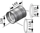 Adaptorul Harvia horn fum Ø118-Ø115 — imaginea 2