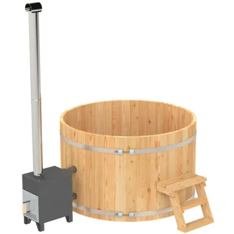 Ciubar din lemn molid tratat termic cu soba exterioara aluminiu diametrul 1.8m 27 kW (7-8 pers.)