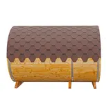 Sauna exterioara tip butoi lungime 3m Ø 2,2m molid thermowood soba electrica — imaginea 3