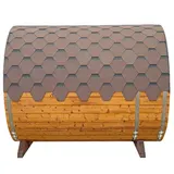 Sauna exterioara tip butoi lungime 3m Ø 2m molid thermowood soba electrica — imaginea 3