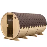 Sauna exterioata tip butoi  lungime 4m Ø 2,2m cu antecamera molid soba pe lemne — imaginea 3